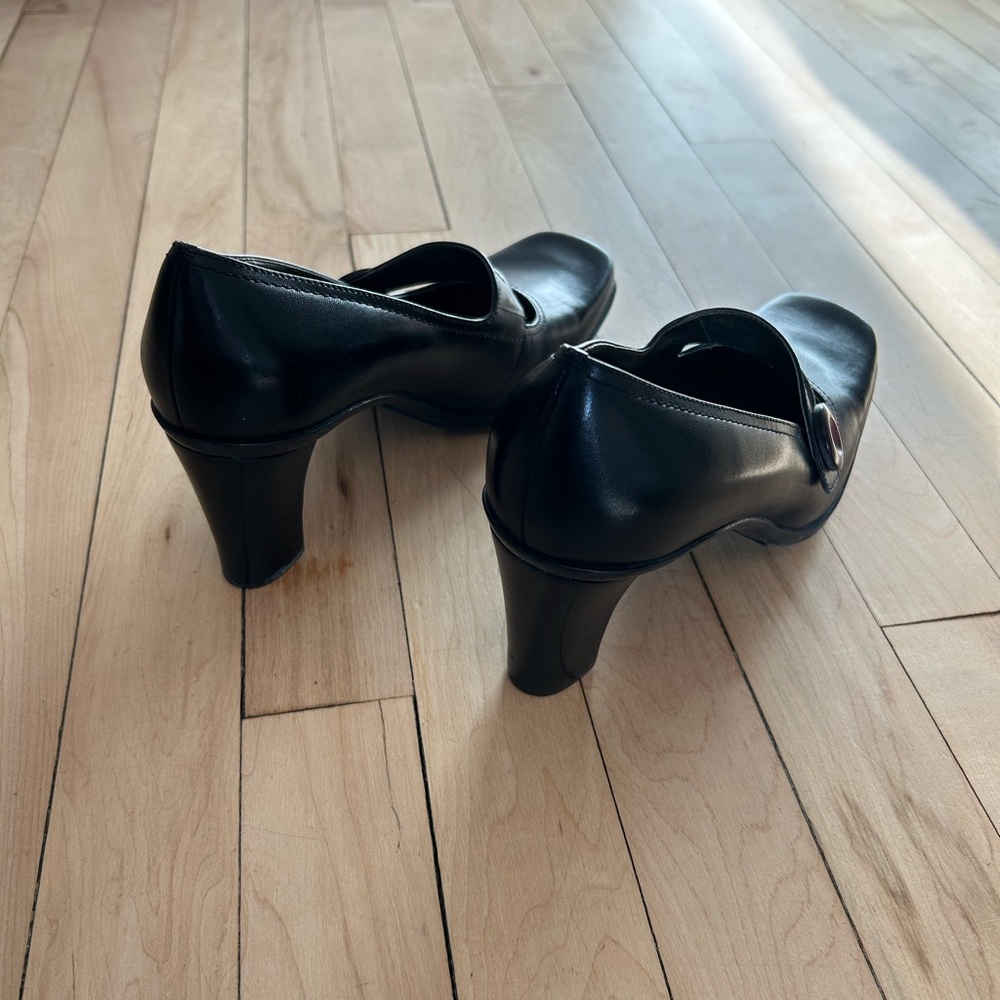 *SOLD* Franco Sarto Black Square-Toe Heels - Picture 5 of 6